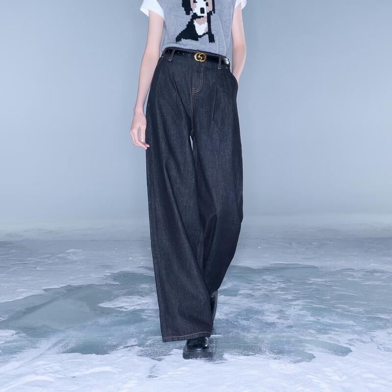 

Sancai Women s Loose Wide-Leg Classic Black Jeans, 2025 Autumn Collection M 160/68A