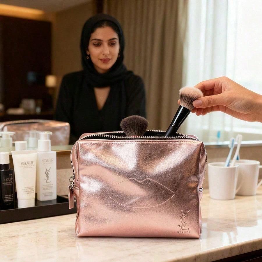 Косметичка YSL - Дорожная компактная сумка - Большая вместимость, портативная, розовая - 13 * 11 * 4 см