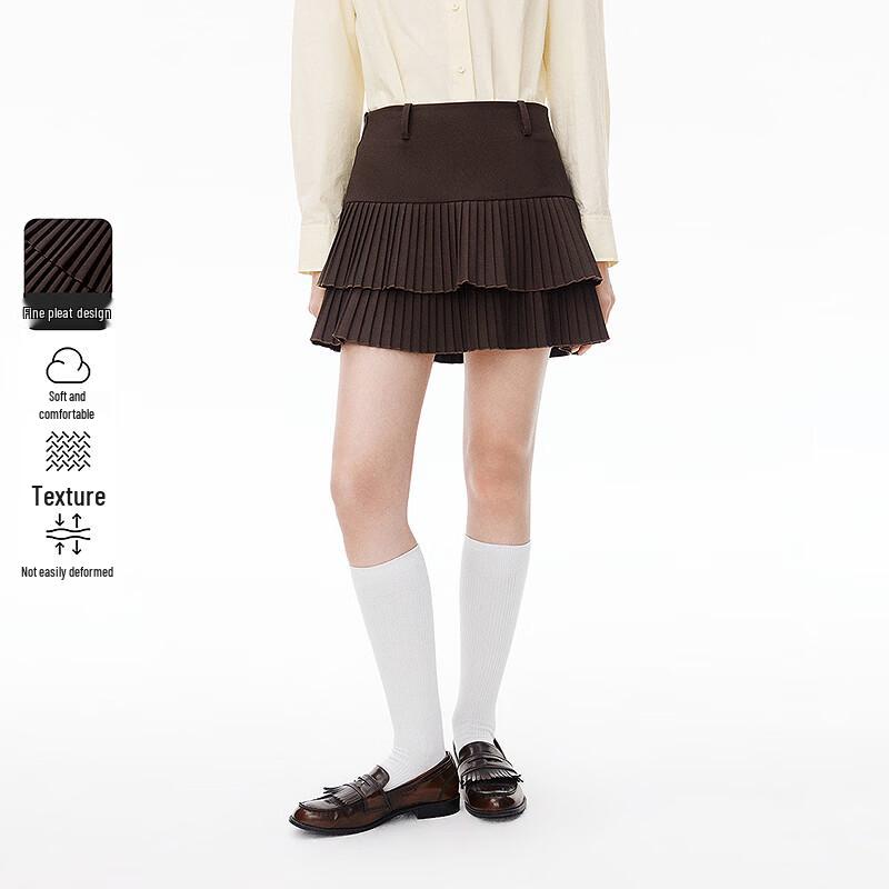 Ledin Stylish Double-Layer Pleated Mini Skirt XS/150