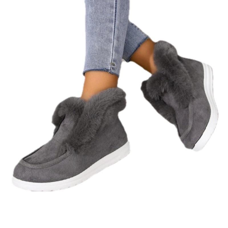2025 Winter New Round Toe Low-heeled Solid Color Casual Thickened Wool Women's Shoes