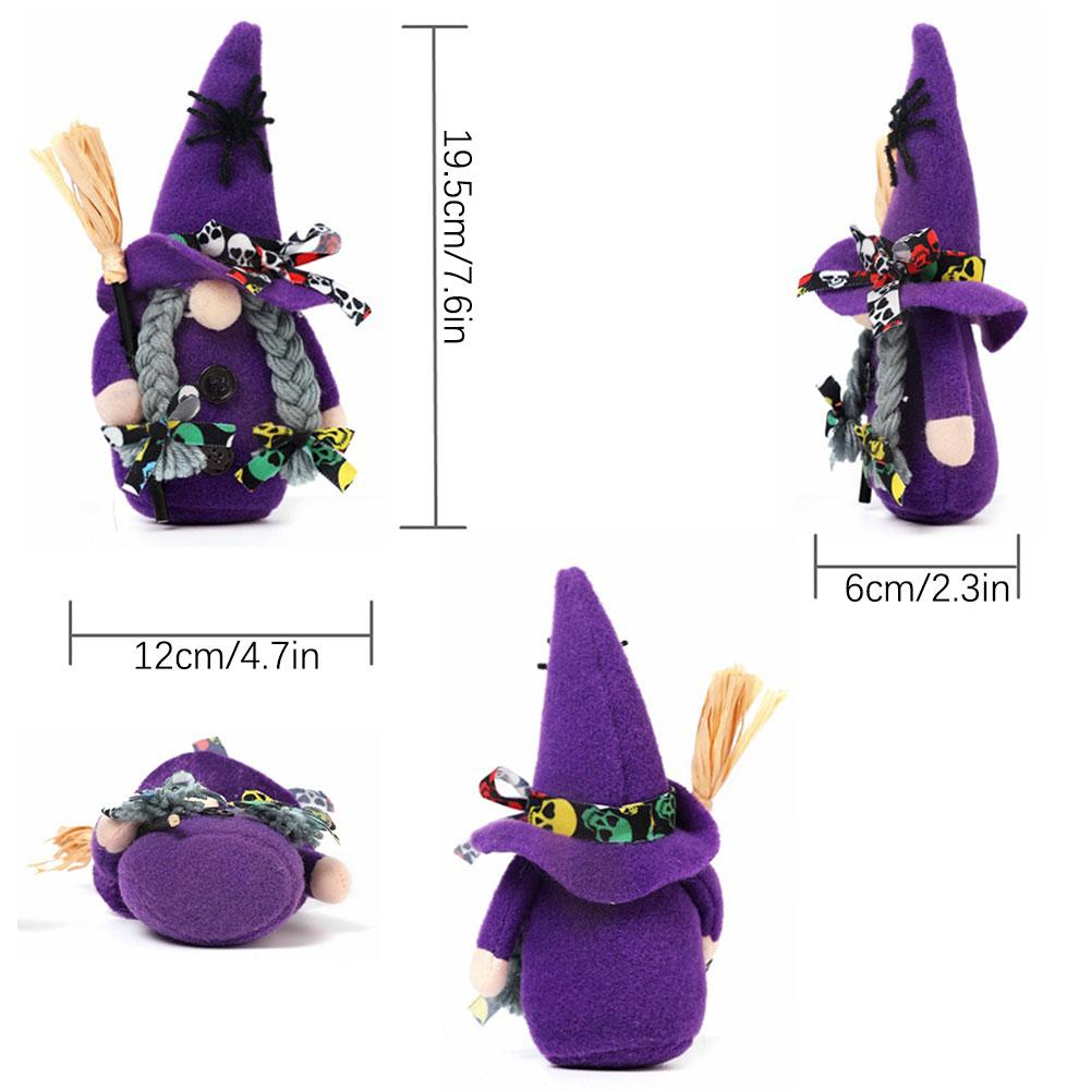Faceless Old Man Doll Gnomes Plush Decoration Hand-made Brooms Witch Dolls With Dark Elf Hat For Living Room Display