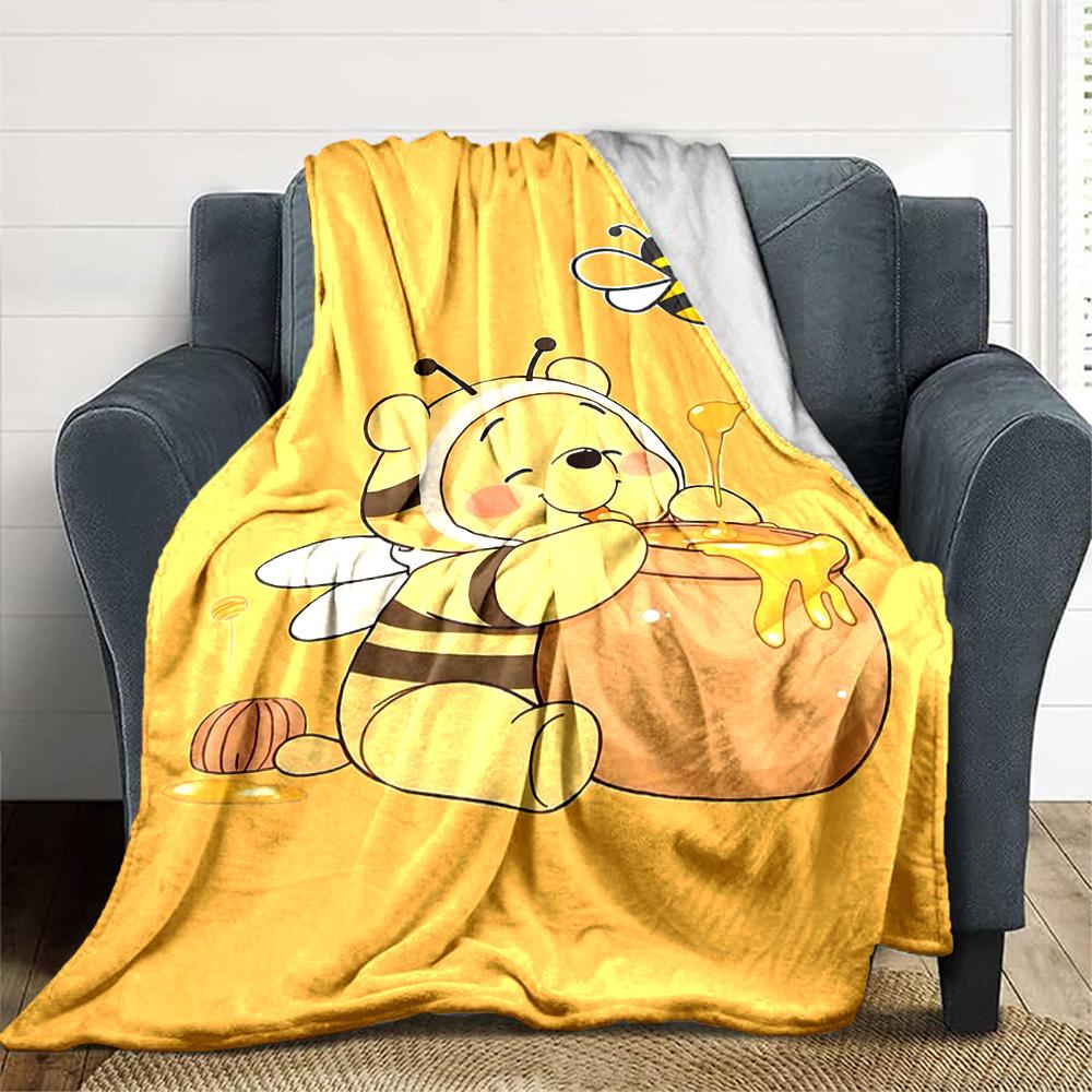 1pc Bee Honey blanket Lightweight Flannel Throw for Sofa Bed Travel Camping Livingroom Office Couch Chair
