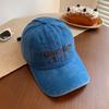 Letter Embroidered Baseball Cap Female American Retro Face-showing Small Peaked Cap Washed and Made Old Big Head Circumference Wide Brim Hat
