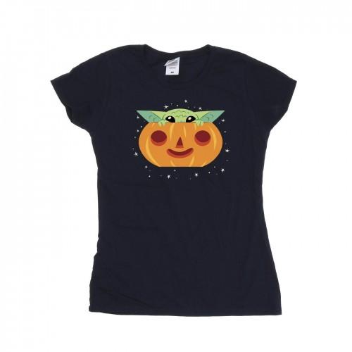 Star Wars Womens/Ladies The Mandalorian Grogu Pumpkin Cotton T-Shirt