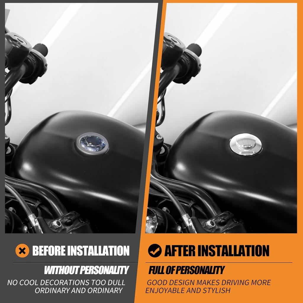 Motorcycle Flush Pop-up Gas Storage Cap Vented Fuel Tank Cap Fit for Harley Dyna Softail Touring Road King (Chrome)