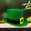 Elegant Green Homburg Leprechaun Styling Hat with Unique Yellow Buckles Wide Brimmed Western Hat for Casual Wear