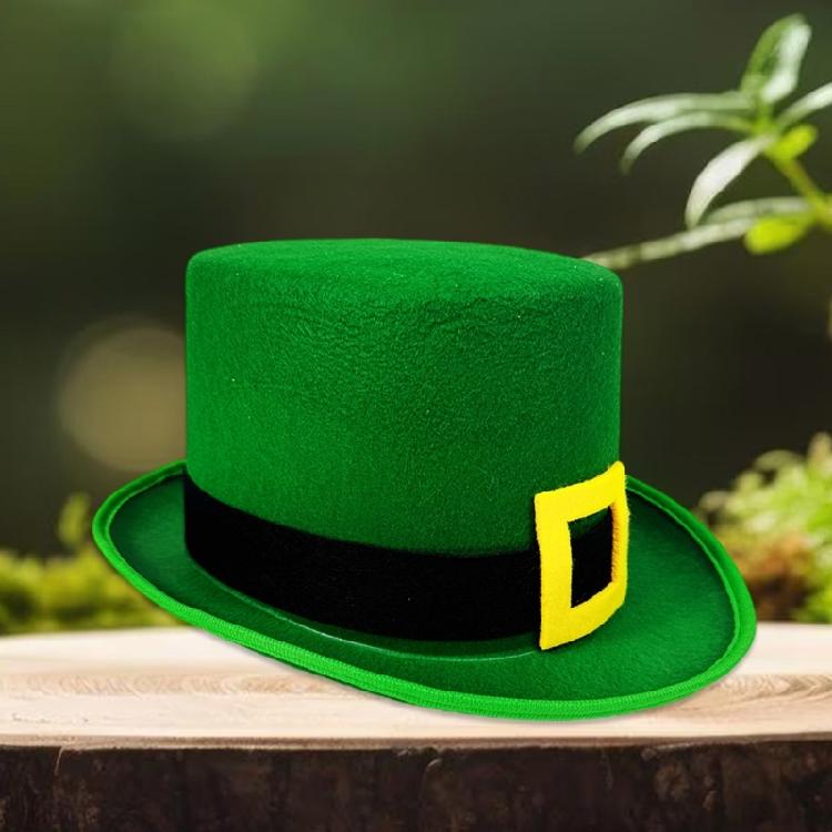 Elegant Green Homburg Leprechaun Styling Hat with Unique Yellow Buckles Wide Brimmed Western Hat for Casual Wear