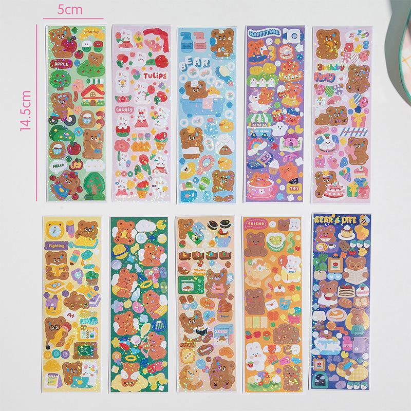 10Pcs Stickers Pack Kawaii Laser Cute Stickers Diy Korean Stickers Laptop Scrapbook Decal Top Sticker