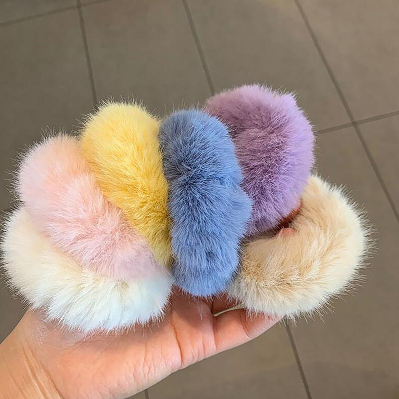 1Pc Fluffy Warm Autumn Winter Elastic Hair Band Scrunchies Large Intestine Hair Ring For Women Girls Plush Hair Rope Hairwear