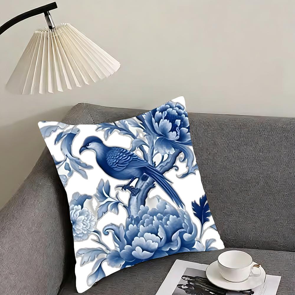 Blue Pattern Hot Cushion Cover Pillowcase Ultra Soft Skin Friendly Fabric Cloud Like Comfort  Concealed Zipper
