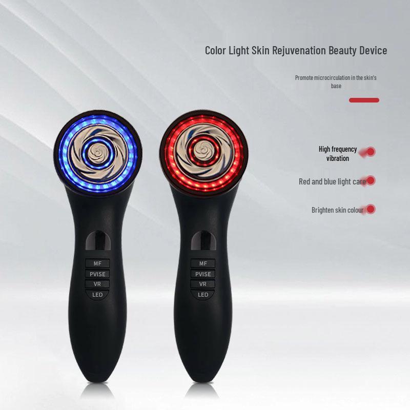EMS Vibration Massage Beauty Device with Color Light for Lifting, Firming, and V-Face Red/Blue Light Therapy