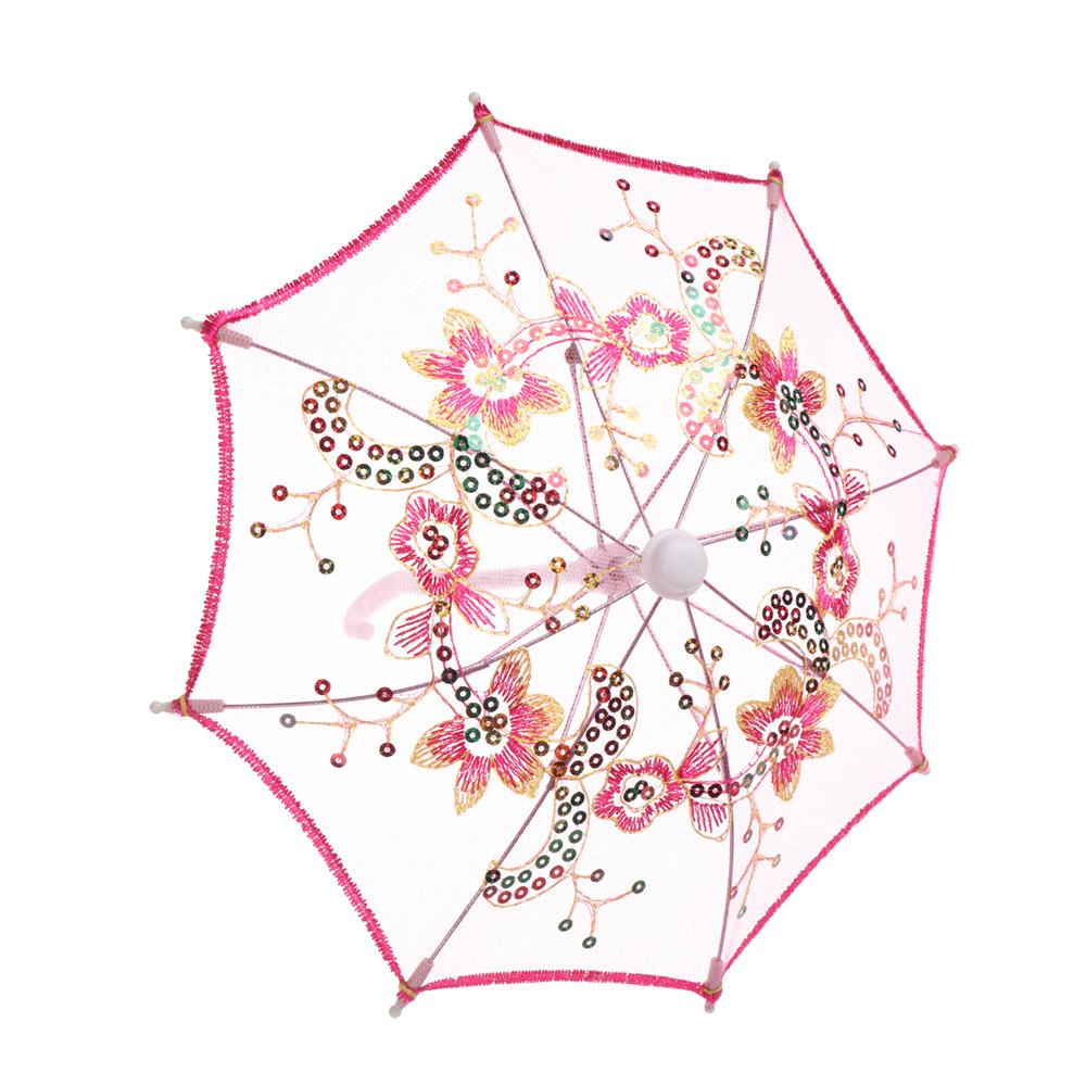 

New Style BJD 1/3 1/4 Mini Lace Umbrella Rain Gear For 18 Inch baby Doll Life Journey Handmade Doll s Umbrella Dolls Accessories рожевий червоний колір