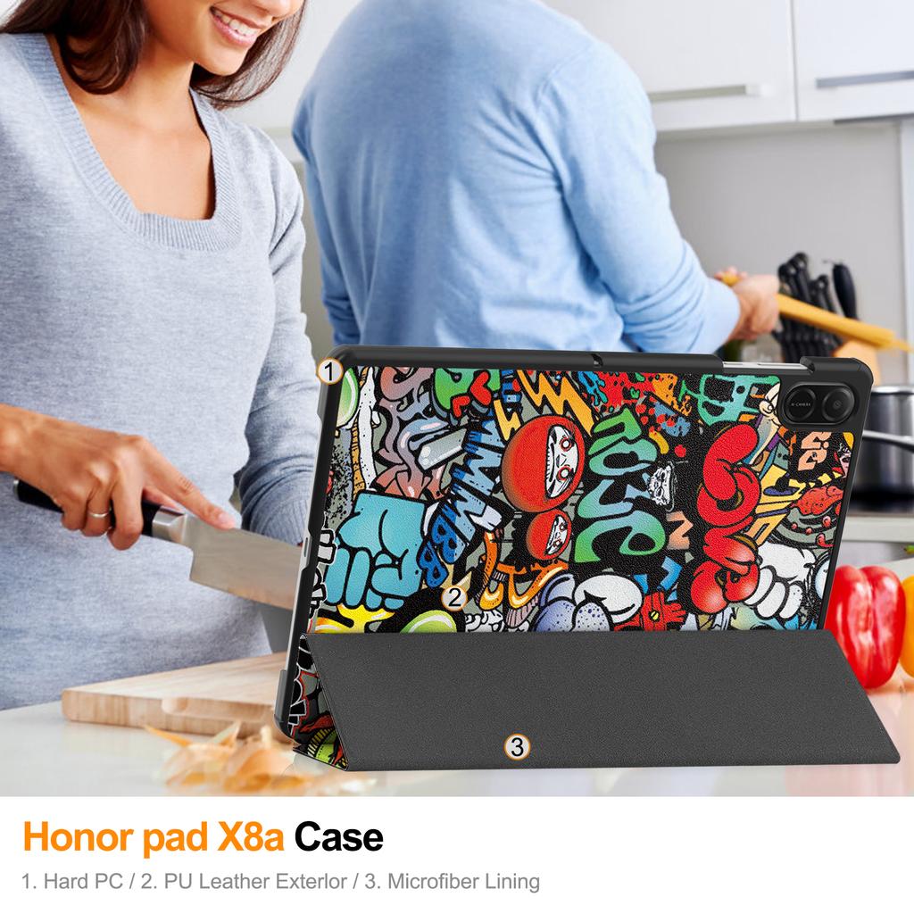For Honor Pad X8a Case Pattern Print Leather Stand Tablet Cover