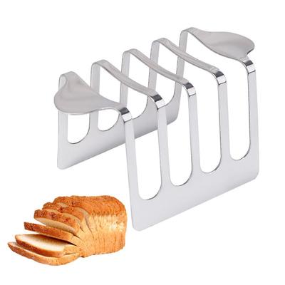 Porte-toast en acier inoxydable 4 tranches Poignée étendue Surface lisse Porte-toast Argent Résistant à la rouille Support à pain Restaurant