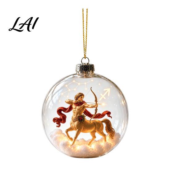 Sturdy Acrylic Holiday Ornaments Zodiac Christmas Ornament Twelve Sign Hanging Decoration 2D Collectible Horoscope Pendant for Xmas Tree,