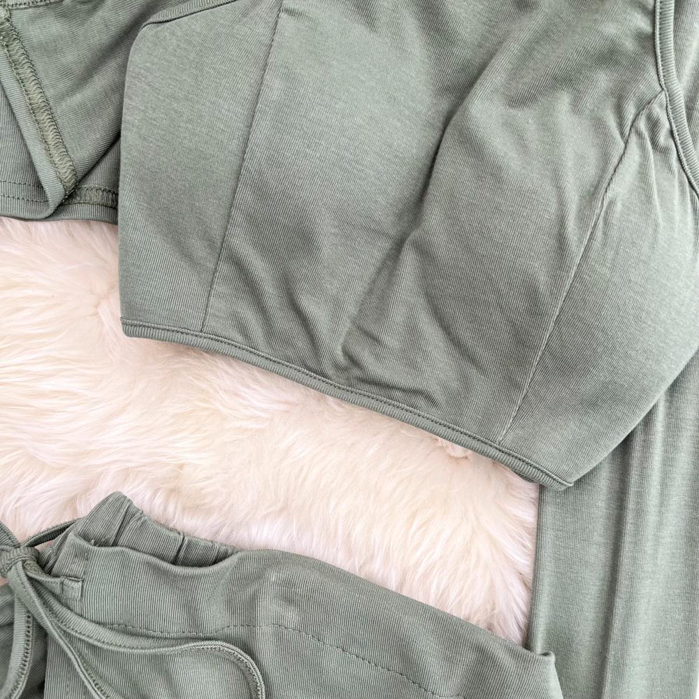Fashion Suit Female Halter Camisole Three-Piece Set V-Neck Shawl Coat High Waist Split Skirt Autumn
