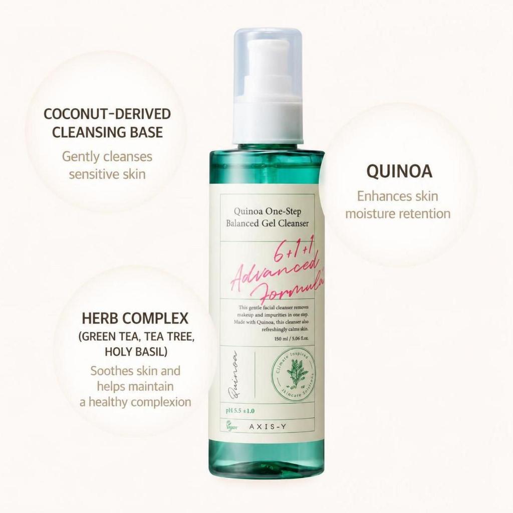 AXIS-Y Quinoa One-Step Balanced Gel Cleanser Gentle Daily Cleansing & Hydrating Care 180ml