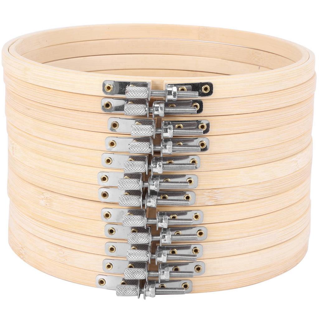 M-Modern-12 Pieces 7 Inch Wooden Embroidery Hoops Bulk Bamboo Circle Cross Stitch Hoop Round Ring For Art Craft Handy Sewing