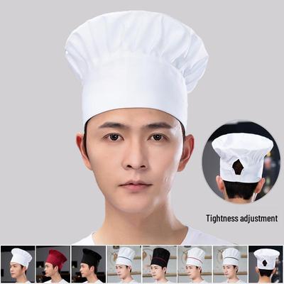 Adjustable Chef Baking Hat - White Polyester Cotton with Logo Print