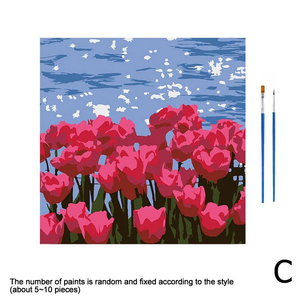 DIY Digital Oil Painting For Rose Flower Hand Painted Oil Painting Coloring by Numbers Acrylic Drawing Modern Wall Home Decor