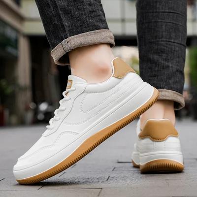 Men's Casual Leather Sports Shoes Trendy Versatile and Flat High Quality Durable Color Matching Leather Surface Lace-up