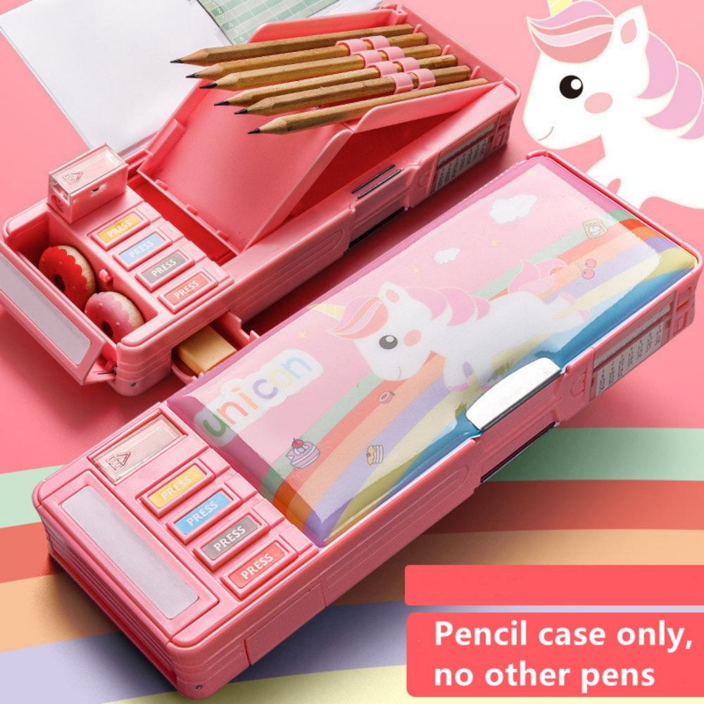 Mechanical Deformable Cute Pencil Case with Pen Insert Multifunctional Key Switch Cartoon Plastic School Stationery Storage Box