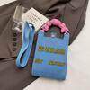 New women's cute mini bag versatile fashion mobile phone bag cartoon knitted handbag shoulder bag messenger bag