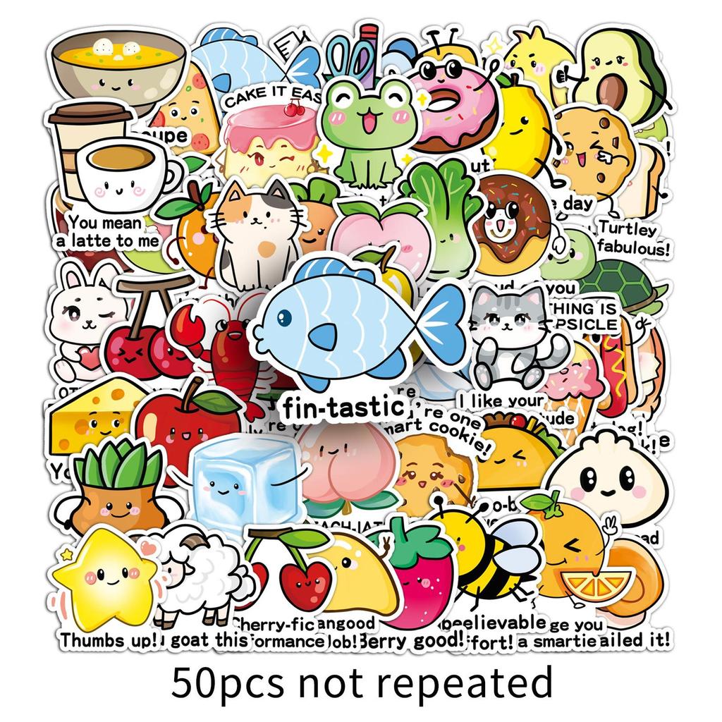 50 English Homophone Puns Children's Reward Original Positive-Minded Inspirational Waterproof Decorative Gooka Stickers