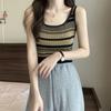 Women's Sports Stripe Camisole Summer Outer Wear Slim Fit Lining Sleeveless Sexy Top Outer Layer