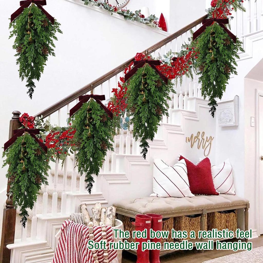 1pc50cm Simulated Soft-Glue Norfolk Needle Wall Hanging Christmas Tree Upside Down Vine Green Plant Holiday Decoration