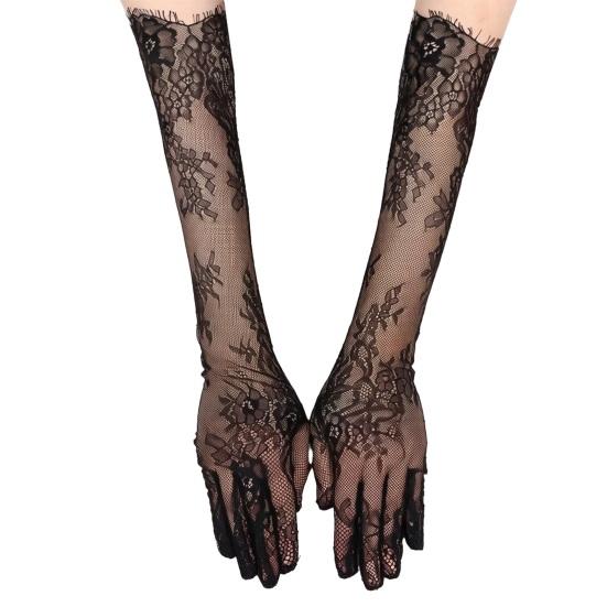 Bridal Lace Gloves Women Lace Arm Sleeves Elegant Long Gloves Fingerless or Five-Finger Gloves for Wedding Prom Tea Party