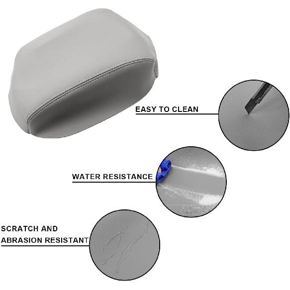 SecosAutoparts Center Console Lid Cover Replacement Leather Armrest Cover Gray Compatible with Honda Pilot 2009 2010 2011 2012 2013 2014 2015,