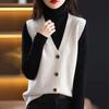 Gilet da donna in maglia di alta qualità, scollo a V, tinta unita, senza maniche, alla moda, cardigan, tendenza
