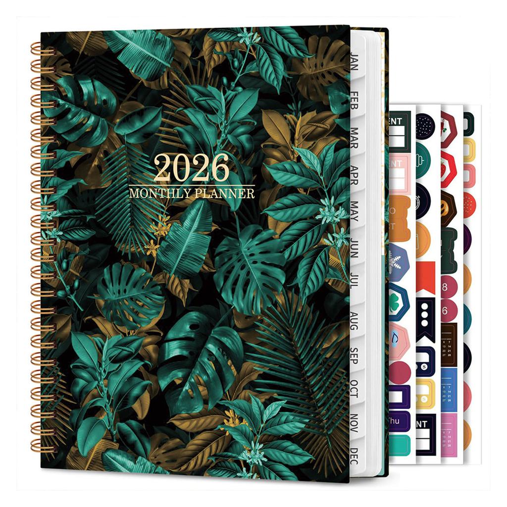 2026 Flower Planner Schedule Organiser Twin Coil Binding Monthly Planner Notebook For Time Management and Scheduling