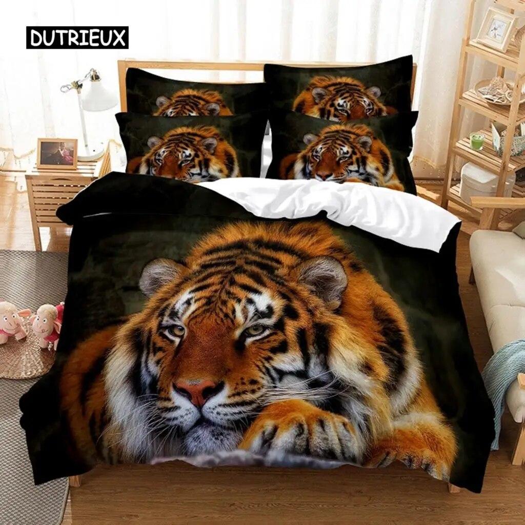 Running Tiger Bedding Set Duvet Cover Set 3d Three Piece Set Bedding Digital Printing Bed Linen Queen Size Bedding Set Fashion Design