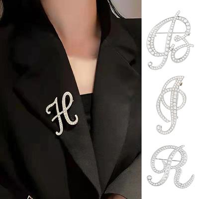 Mode 26 Englische Buchstaben Perlen Broschen Revers Anstecker Damen Corsage Luxus Schmuck Geschenke Für Frauen Accessoires