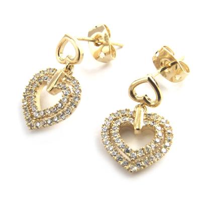 [M9475] - Gold Plated 'Love' Earrings White Gold