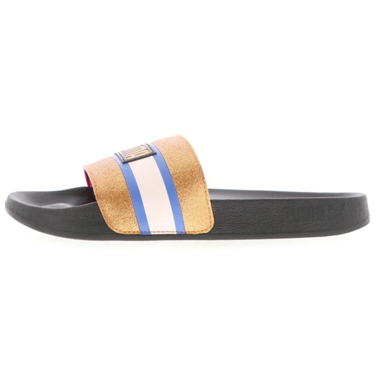 Puma Leadcat Ftr 90S Pop Comfortable Quick-Dry Slide Sandals Women Footwear Black Gold 372624-01