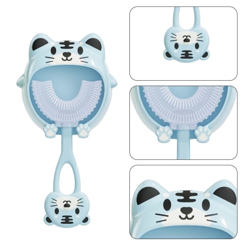 U-Shaped Kids Toothbrush, Baby Teething Toy Toothbrush, Kids Toothbrush with Soft Silica Gel Brush Head, Oral Cleaning Tool, 360× Oral Cleaning Design