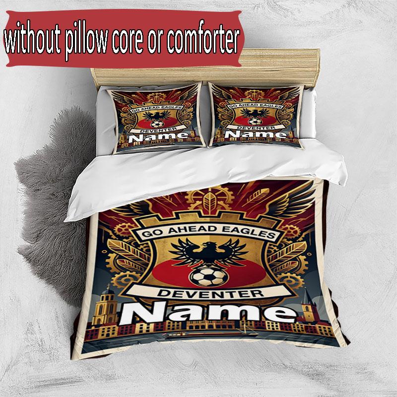 3pcs Duvet Cover Set (1*Duvet Cover + 2*Pillowcase, Without Core), Custom Name Go Ahead Eagles Pattern Bedding Set, Home Bedroom Decor Gift