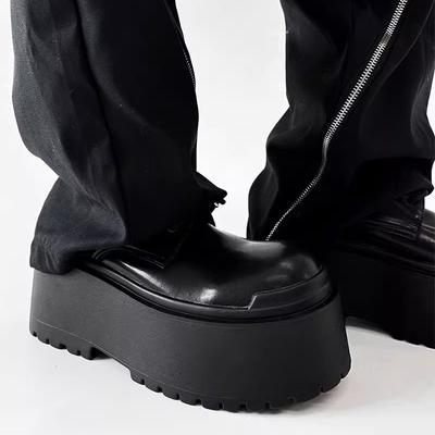 Fashion NEW 2024 Casual Design Men Same Platform Goth Punk Style Lace-up Big Head Muffin Bottom Subcultural Leather Shoes 10cm