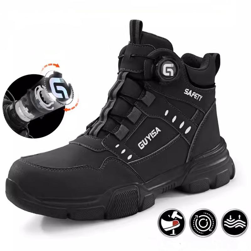 

Новые вращающиеся кнопки мужские ботинки противоударные антипрокольные защитные ботинки мужские рабочие ботинки стальной носок неразрушаемая обувь 38
