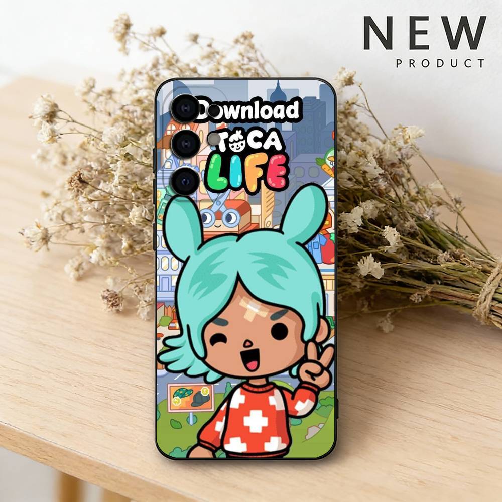 Game T-Toca Life World Phone Case For Samsung S26,25,24,23,22,30,21,10,9,Ultra,Plus,Lite Black Soft Case