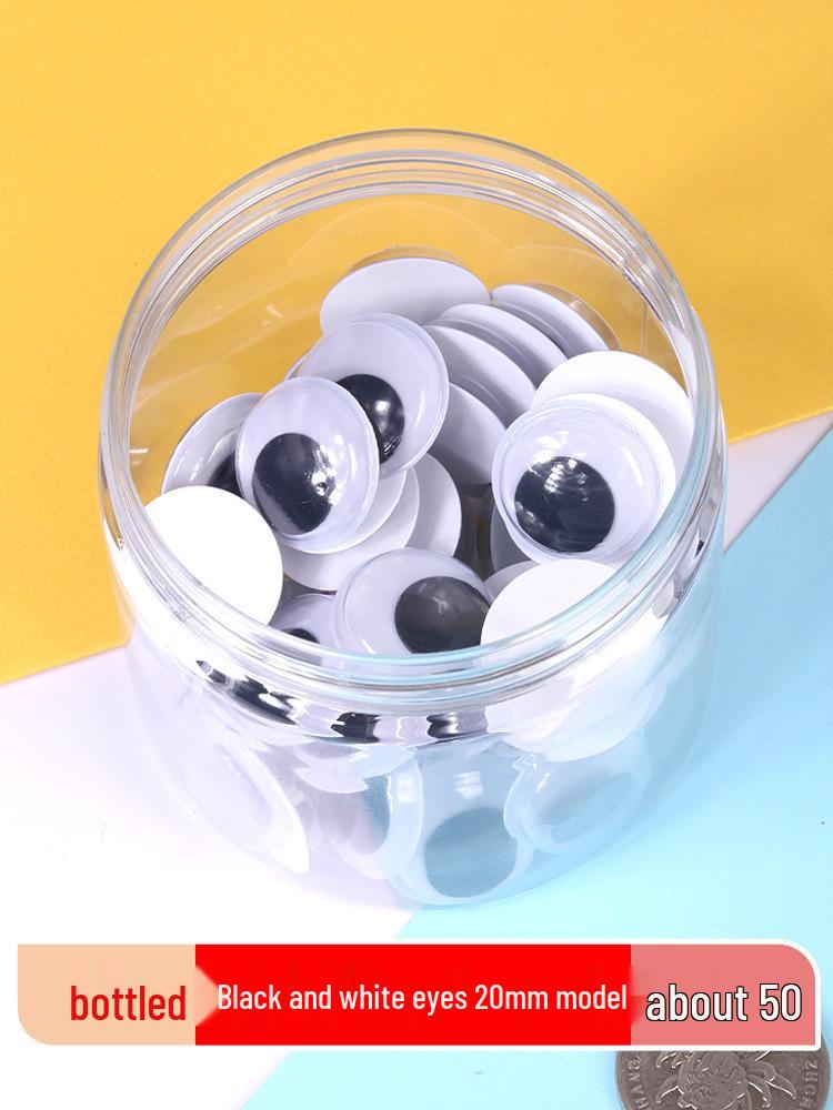 Kids' DIY Colored Eye Stickers for Crafting: Animal-Themed Black and White Eyeballs