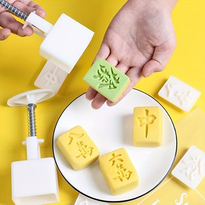 Mahjong Shaped Pastry Mold Mid Autumn Festival Moon Cake Mold DIY Hand Press Cake Stamps