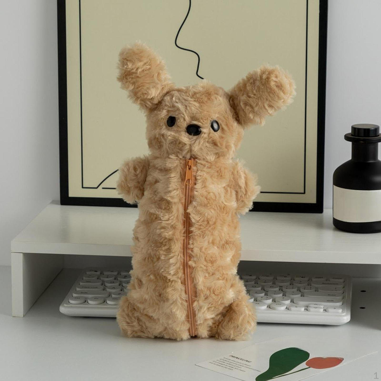 

Мультяшный плюшевый пенал для девочек, органайзер для косметики, новинка, портативная многоцелевая косметичка коричневый