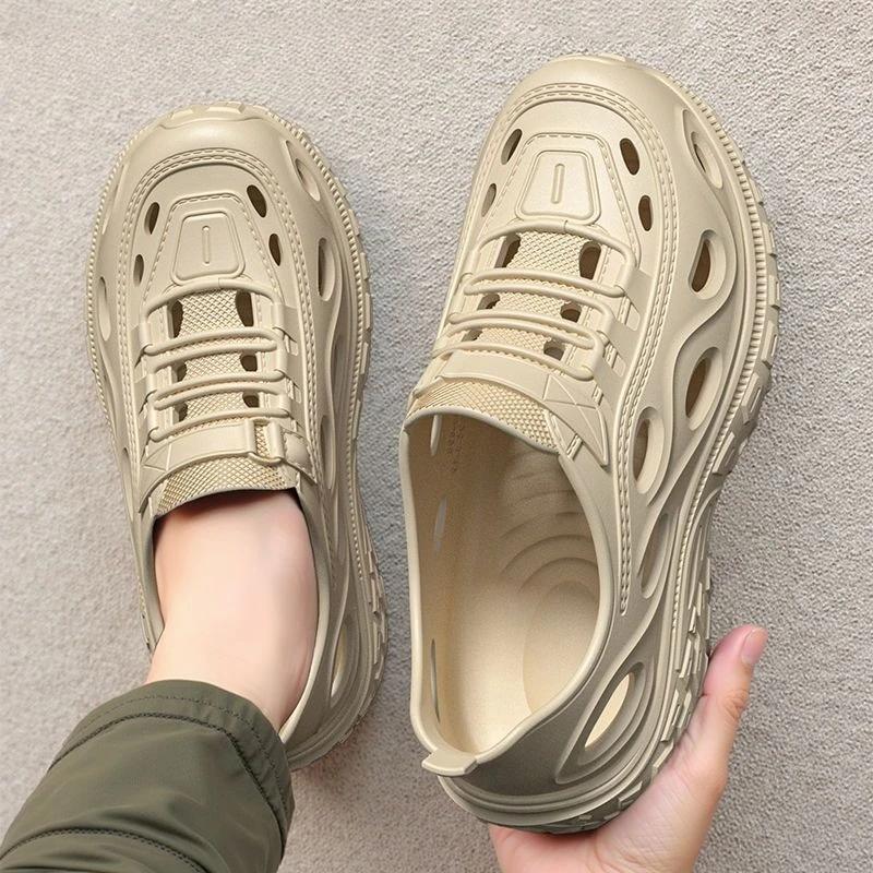 With Platform Man Sandals Height Beach Hole On Offer New Arrival Luxury H Design 2025 Open Toe Original Japanese Shoes for Men