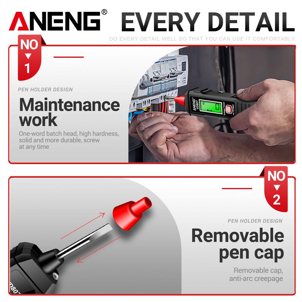 ANENG VD807 One-word Electric Pen Tester NCV Sensor AC 12-300V Non-contact Wire Detector Tools  Induction Portable 50/60Hz Smart