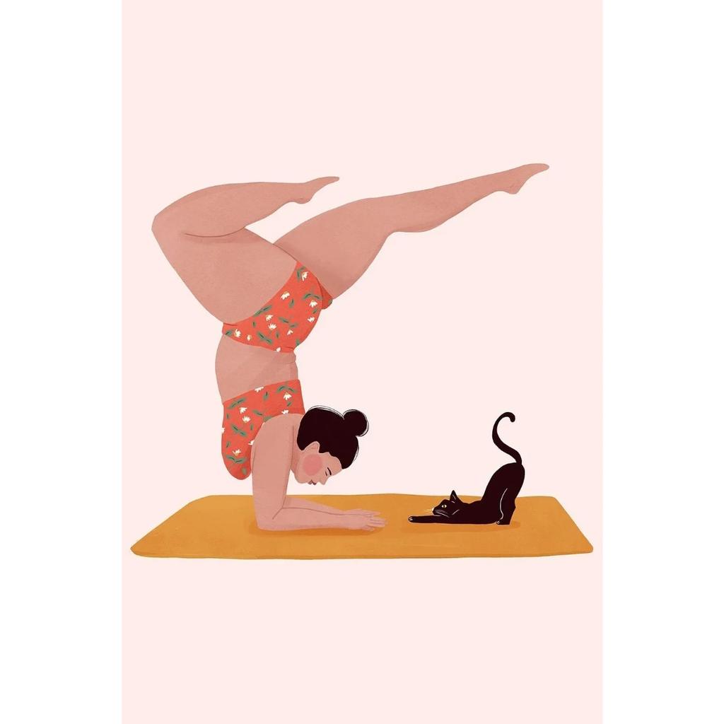 Yoga Liebhaber Posen Verschiedene Professionelle Bewegungen Kaffee Katze Poster Druck Wandkunst Bilder Leinwand Malerei Zimmer Heimdekor