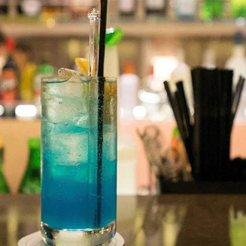 100 PCS 8mm*230mm Plastic Straws Cocktail Decoration Soft Drinks Yogurt Black Straws For Bars Cafes And Western Restaurants